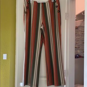 Stripped wide leg high waisted pants